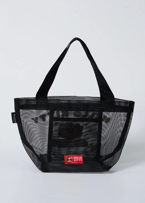 Hello Kitty系列．網紗手提袋(黑-曬黑 Kitty)