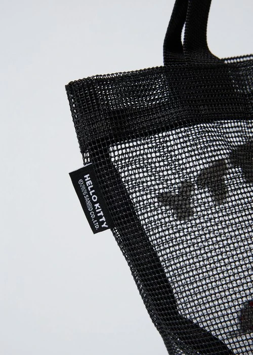 Hello Kitty系列．網紗手提袋(黑-曬黑 Kitty)