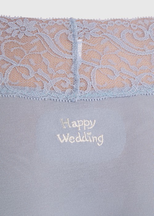 Dream Wedding．V蕾絲中腰三角內褲(黑-幸福玫瑰)