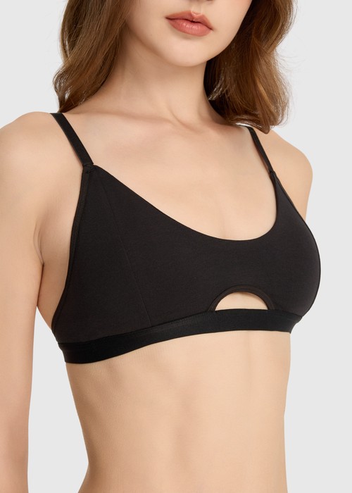 Happy Ever After．簍空寬緊帶 Bra Top(黑色)