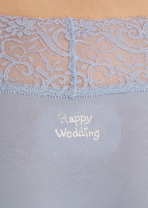 Dream Wedding．V蕾絲中腰三角內褲（幸福藍-刺繡婚禮）