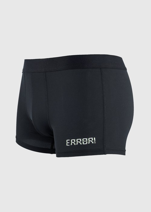 男款 吸濕排汗機能系列．短版腰帶平口內褲（黑-ERROR）