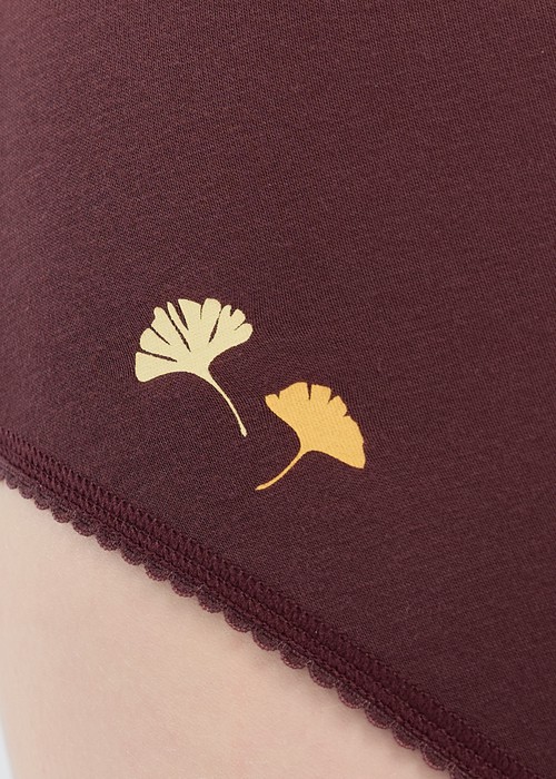 Creamy Autumn．花邊中腰三角內褲（紅褐棕-銀杏）