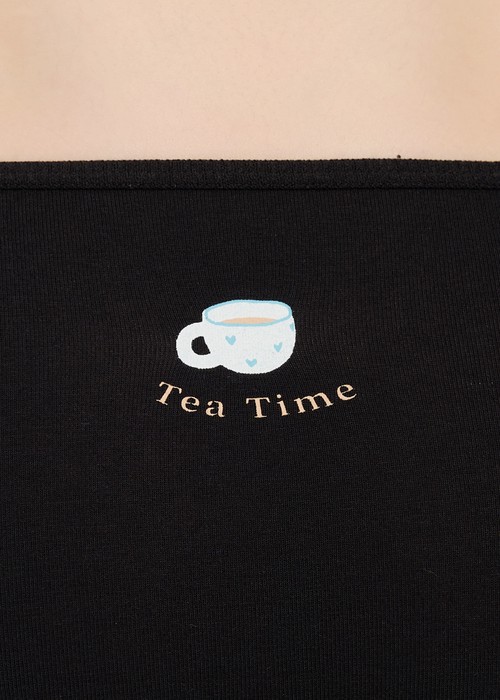Creamy Autumn．細邊中腰三角內褲（黑-Tea time）