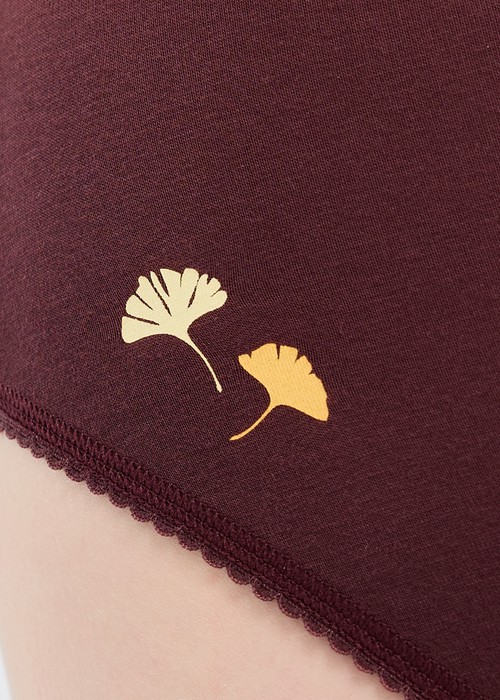 Creamy Autumn．花邊中腰三角內褲（紅褐棕-銀杏）