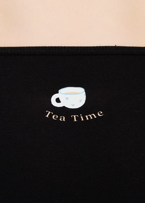 Creamy Autumn．細邊中腰三角內褲（黑-Tea time）