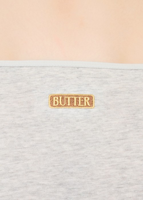XXL Café Mood．細邊高腰三角內褲（淺麻灰-刺繡Butter）