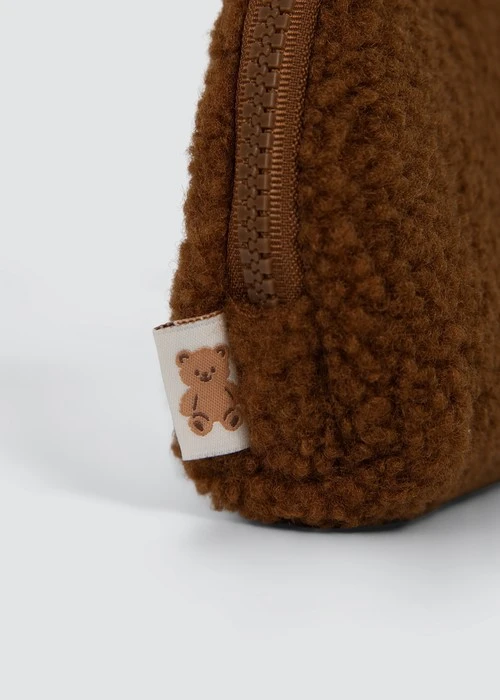 Fluffy Bear・熊熊刺繡拉鍊小包(淺棕)