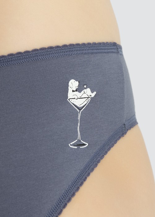 Celebration．Low Rise Cotton Picot Elastic Brief Panty（Folkstone Gray）