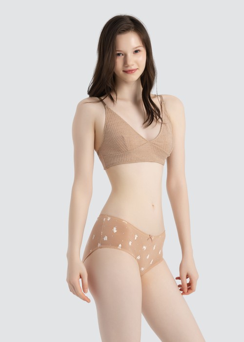 XXL Anniversary．High Rise Cotton Picot Elastic Brief Panty（Birthday Dog Pattern）