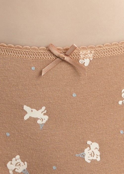 Anniversary．High Rise Cotton Picot Elastic Brief Panty（Birthday Dog Pattern）