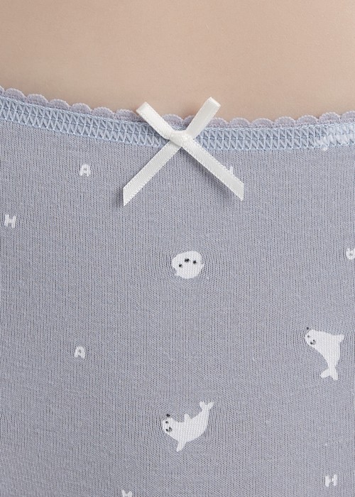 Anniversary．High Rise Cotton Picot Elastic Brief Panty（AH Baby Seal Pattern）