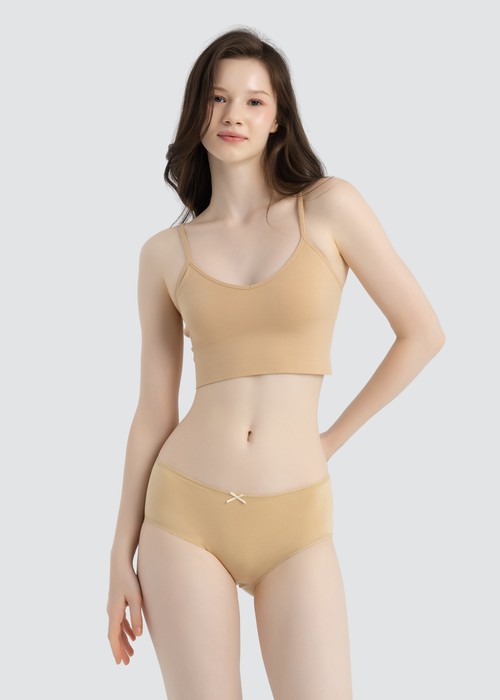 XXL Anniversary．High Rise Cotton Picot Elastic Brief Panty(Black)
