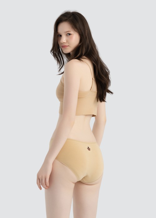 XXL Anniversary．High Rise Cotton Picot Elastic Brief Panty(Black)