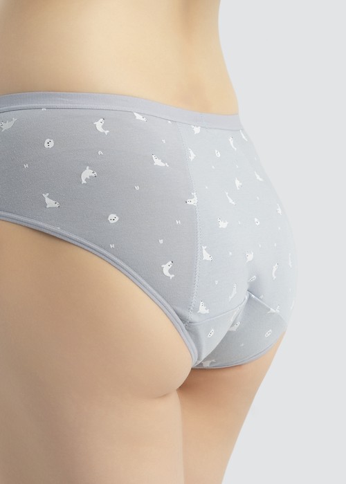 Special Day．Mid Rise Cotton Period Brief Panty（AH Baby Seal Pattern）