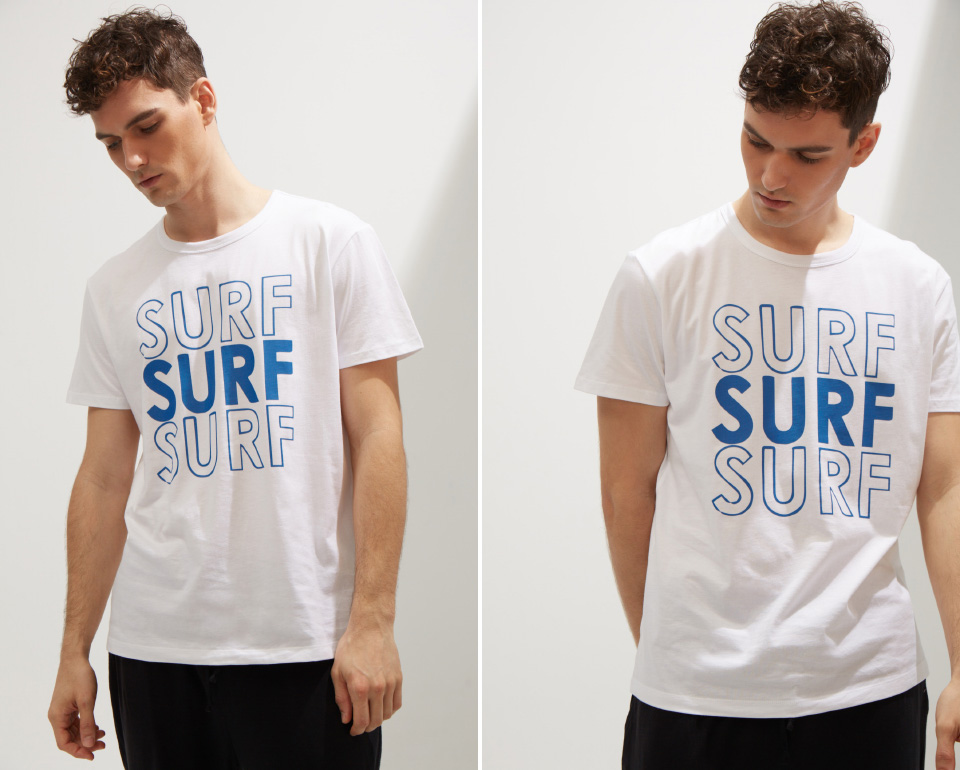 男款上身_California．印花短袖T恤(白色-SURF)