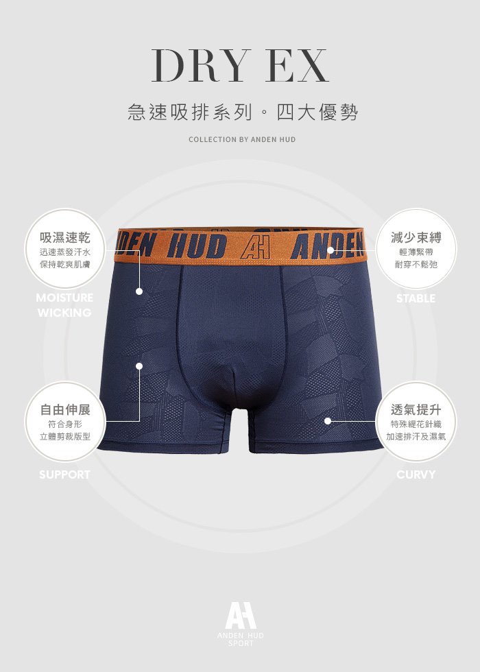 男款_吸濕排汗系列.機能長版平口內褲 男款_吸濕排汗系列.機能長版平口內褲(沉灰綠-AH啞鈴)