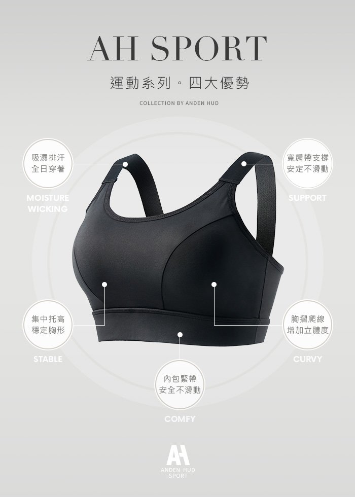 Athleisure.U領寬肩帶中度支撐運動內衣 Athleisure.U領寬肩帶中度支撐運動內衣(深藍-水流紋理)