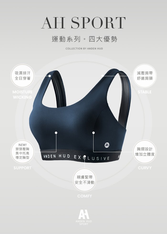 Athleisure.雙緊帶中度支撐運動內衣 Athleisure.雙緊帶中度支撐運動內衣(深藍)